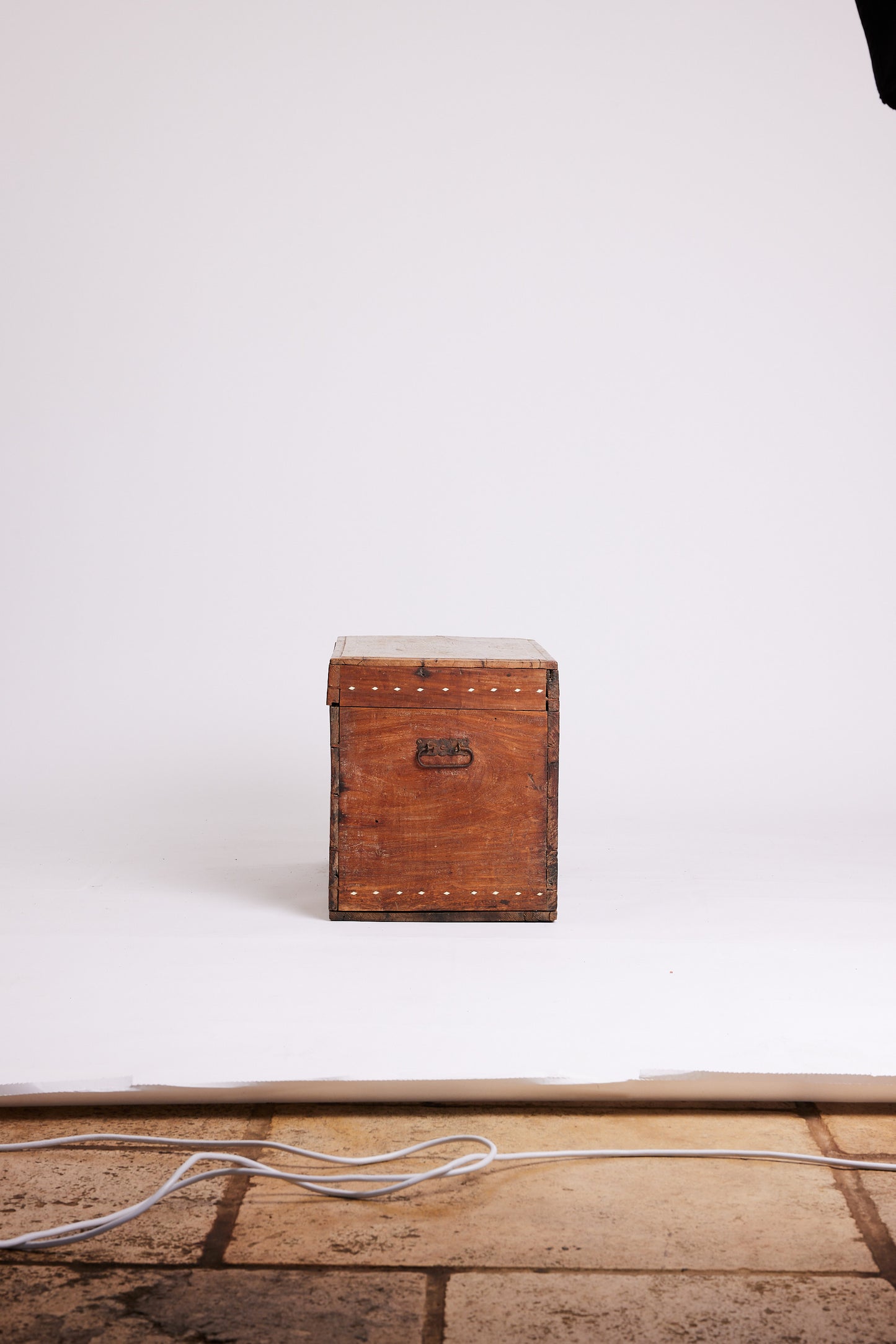 Antique Timber Chest with Marble Inlay