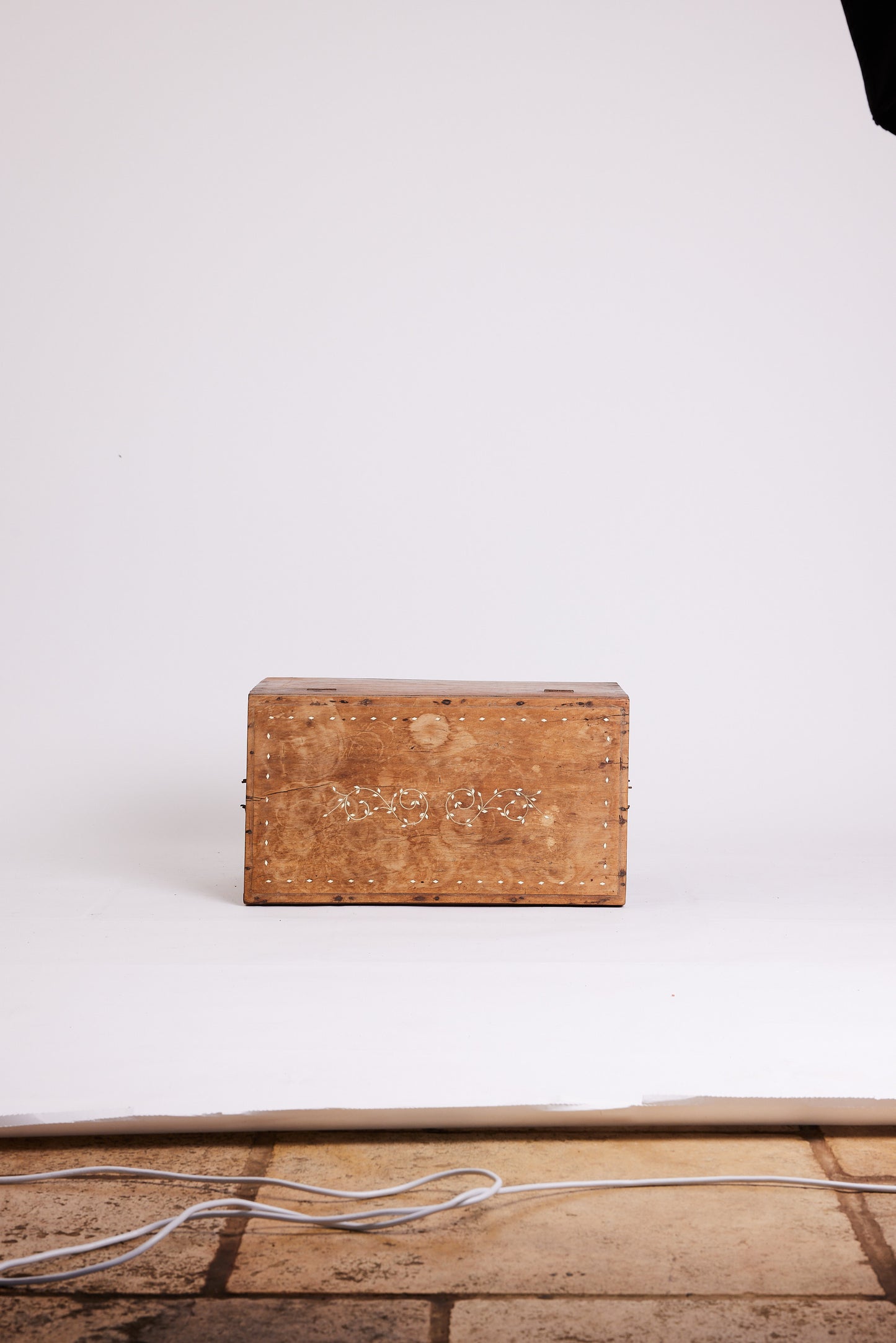Antique Timber Chest with Marble Inlay