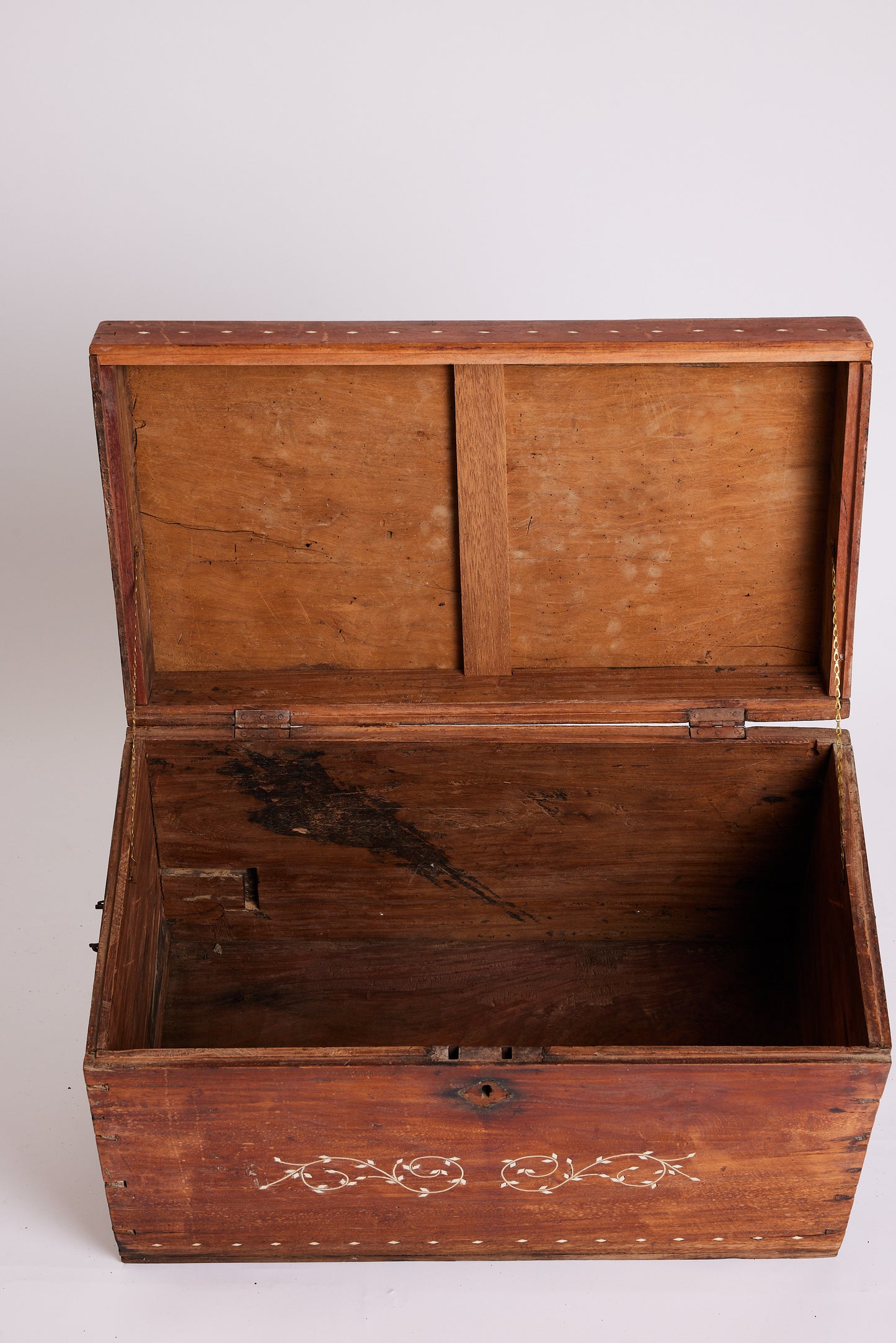 Antique Timber Chest with Marble Inlay