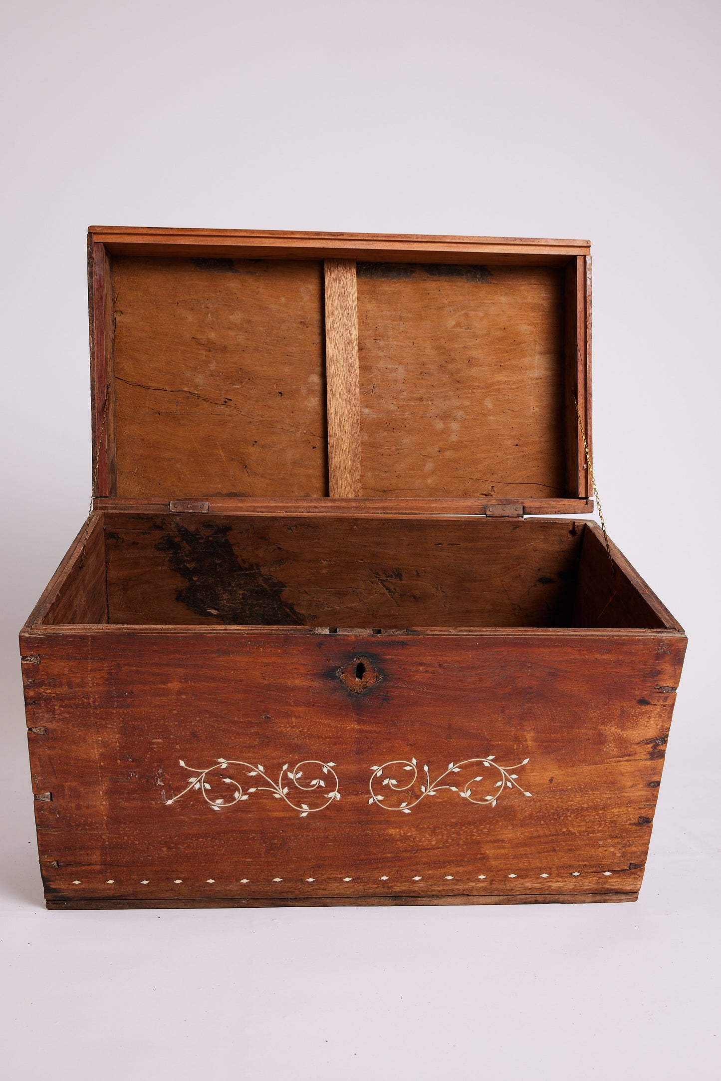 Antique Timber Chest with Marble Inlay