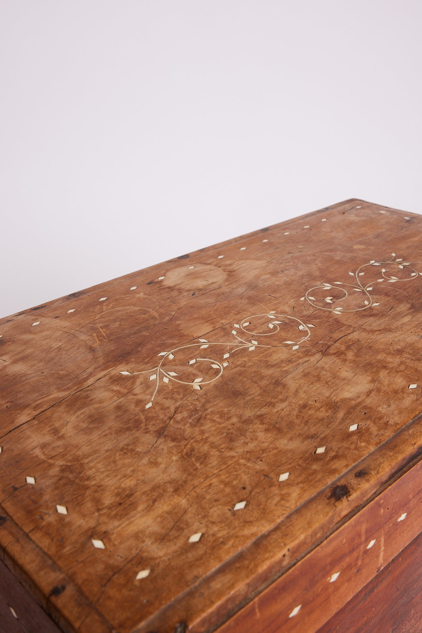 Antique Timber Chest with Marble Inlay