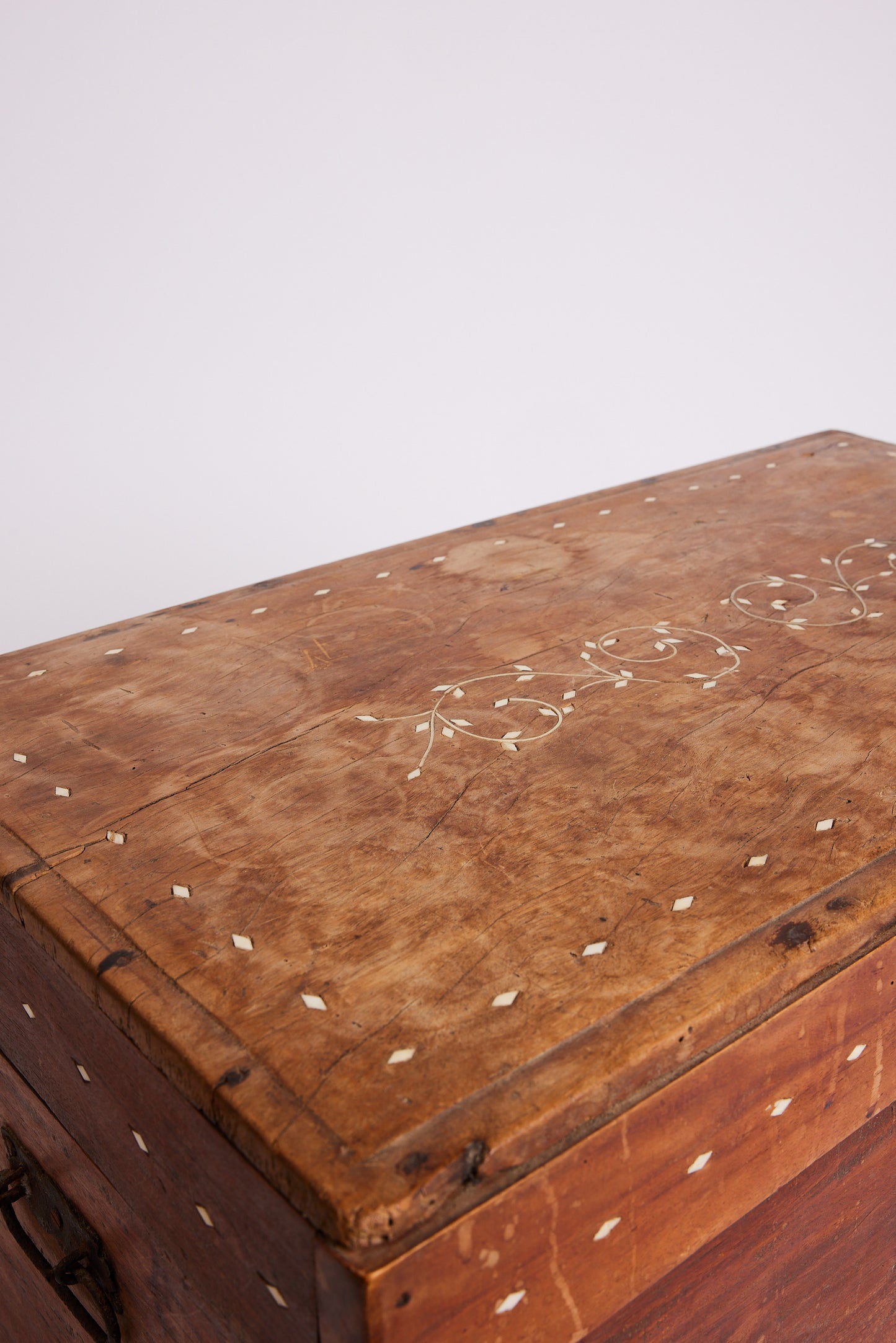 Antique Timber Chest with Marble Inlay