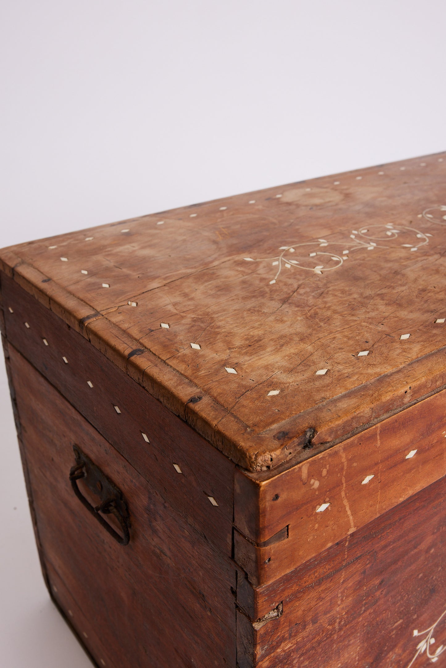 Antique Timber Chest with Marble Inlay