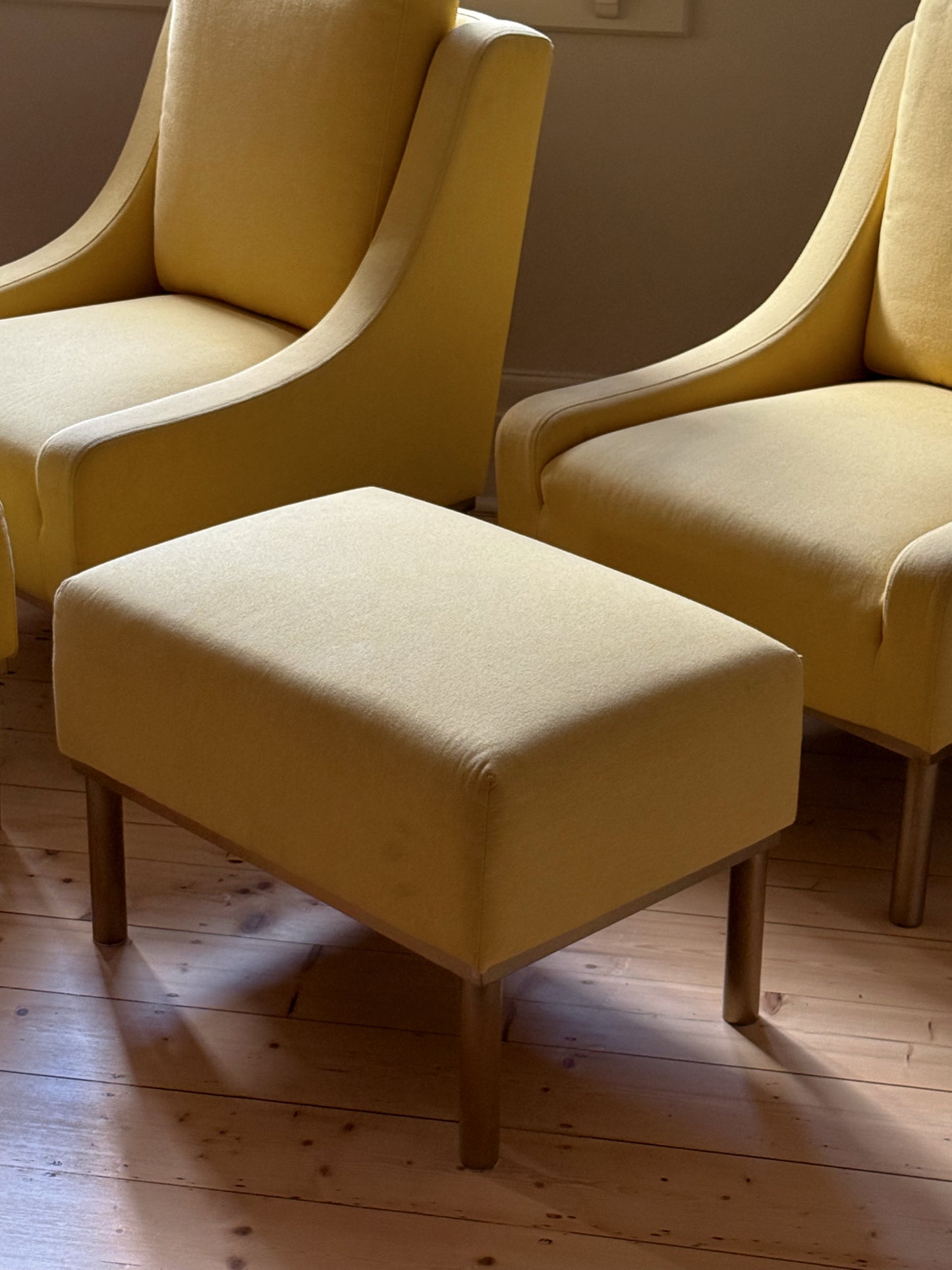 Pair of Lemon Lounge Chairs with Ottomans