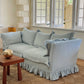Blue Linen Ruffle Sofa