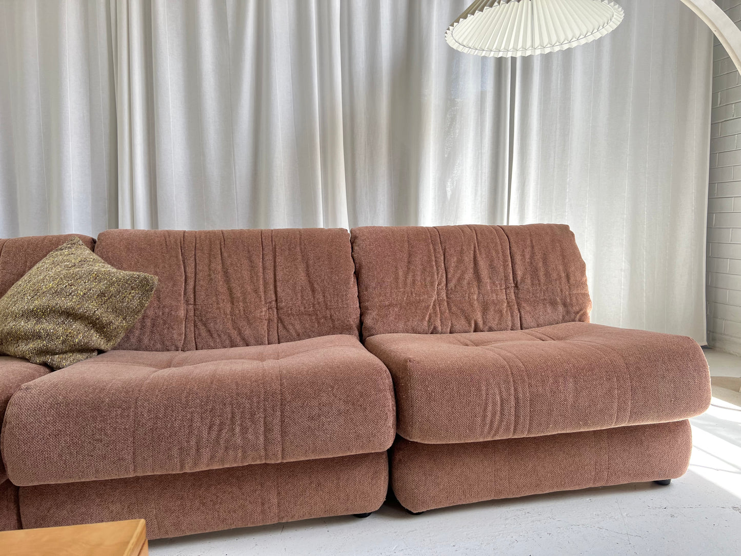Vintage Dusty Pink Chenille Modular Sofa