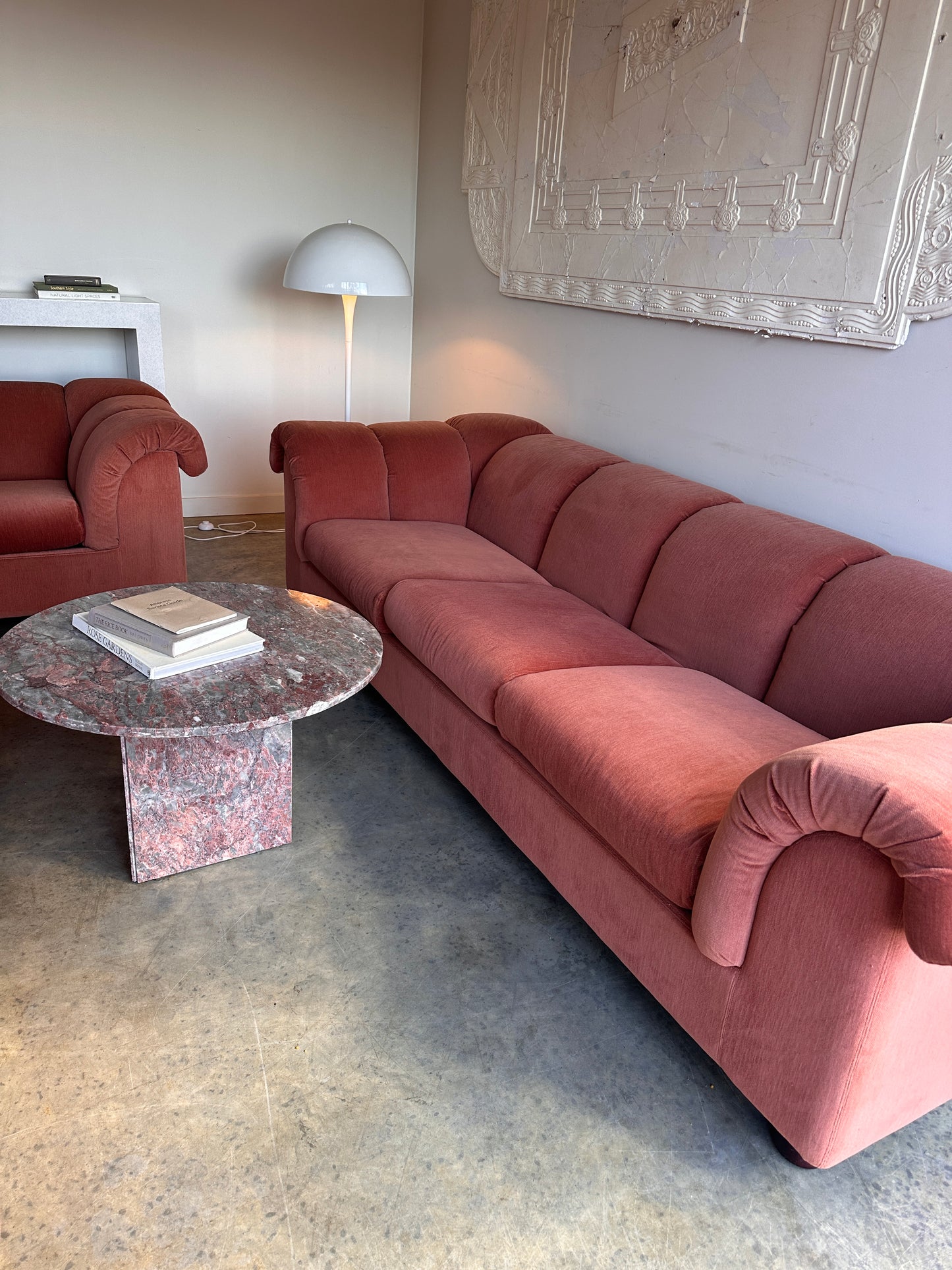 Vintage Dusty Pink Custom Made Sofas, 80's
