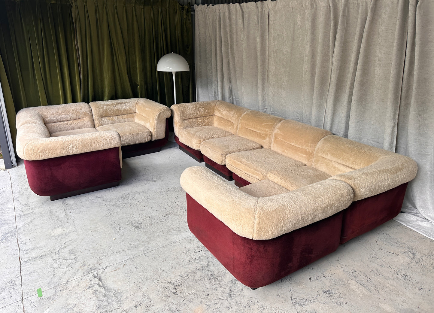 Vintage 8 Piece Fluffy Vanderoza Modular Sofa, 70’s