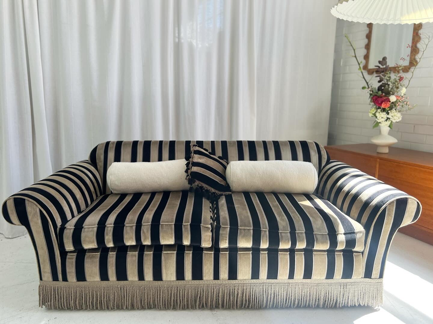 Vintage Stripe Velvet Sofa