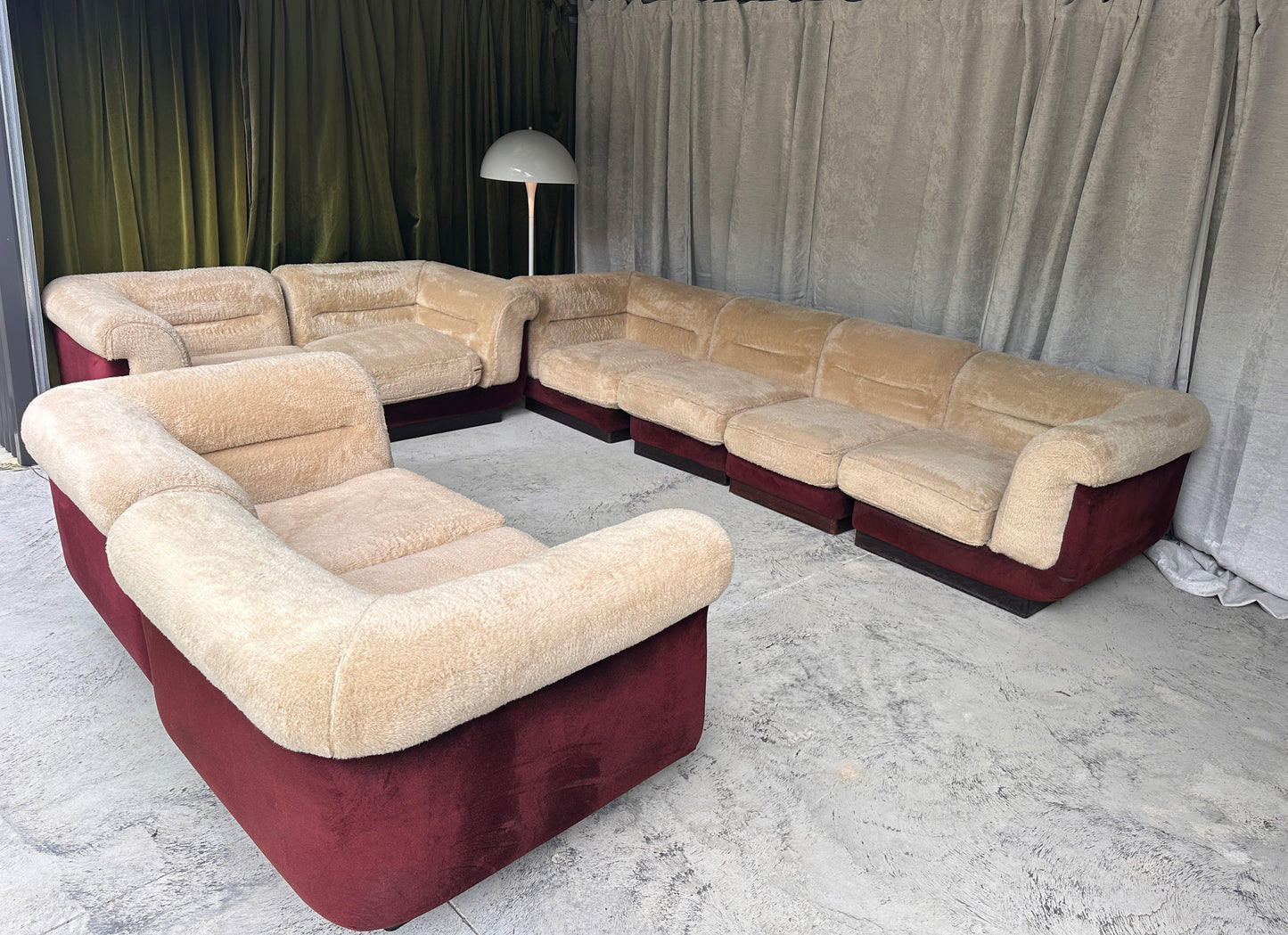 Vintage 8 Piece Fluffy Vanderoza Modular Sofa, 70’s