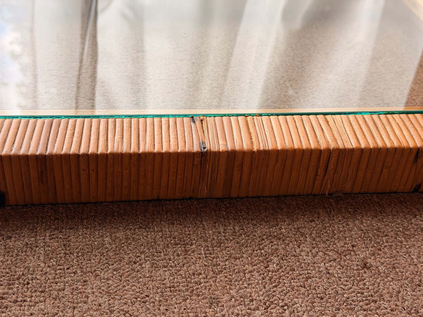 Vintage Glass and Wicker Console Table
