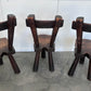3 French Brutalist Ebonized chairs