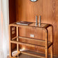 Vintage Glass and Wicker Console Table