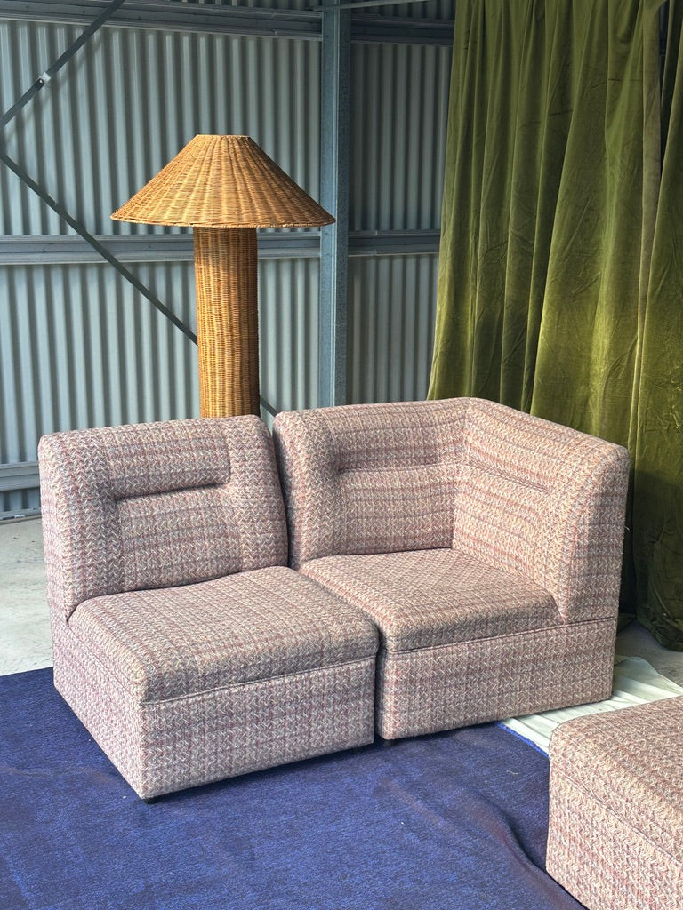 Vintage Pink Tweed Midcentury Modular Sofa, 60’s