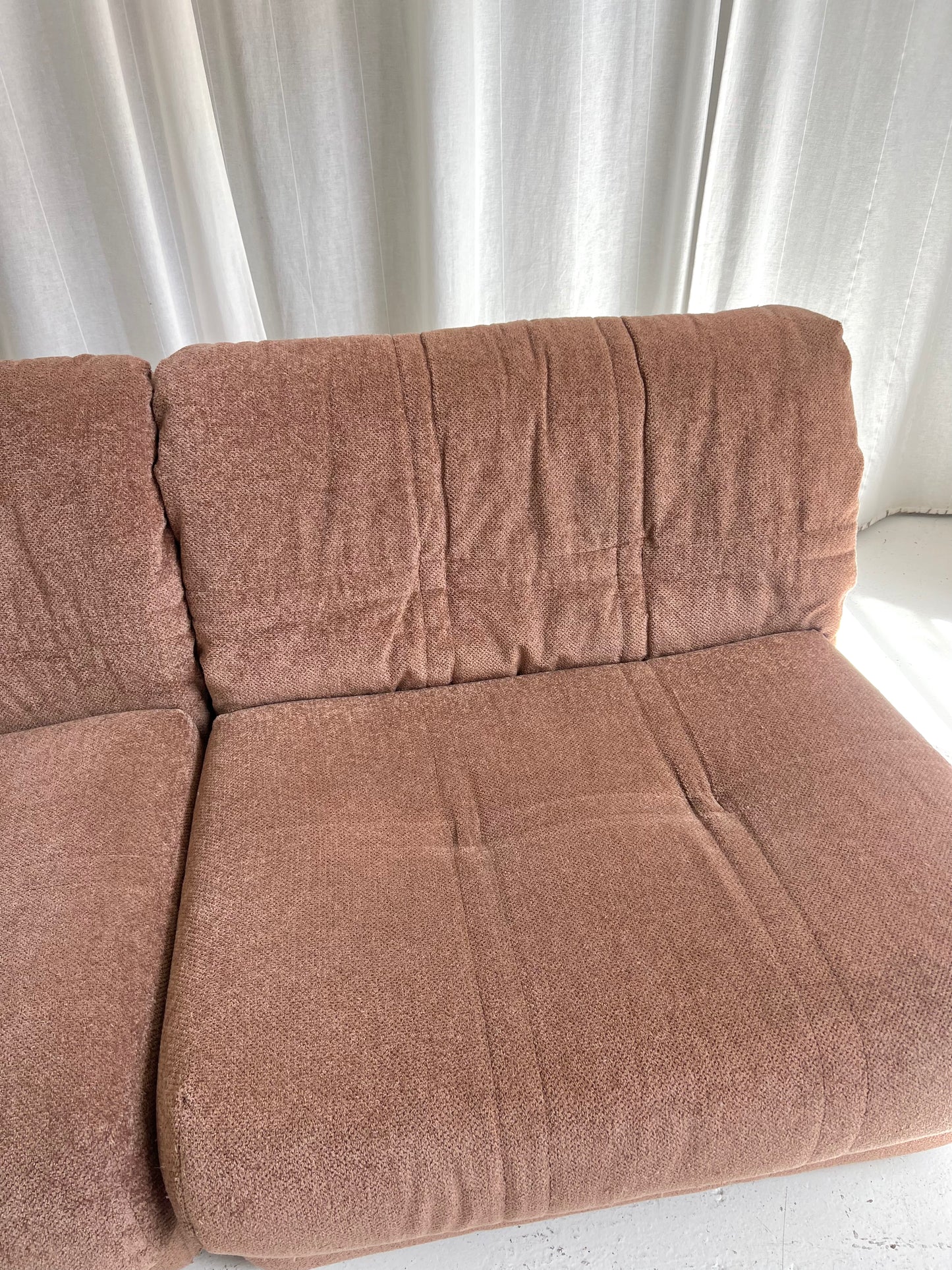 Vintage Dusty Pink Chenille Modular Sofa