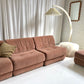Vintage Dusty Pink Chenille Modular Sofa