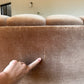 Vintage Tufted Caramel Velvet Curved Sofa