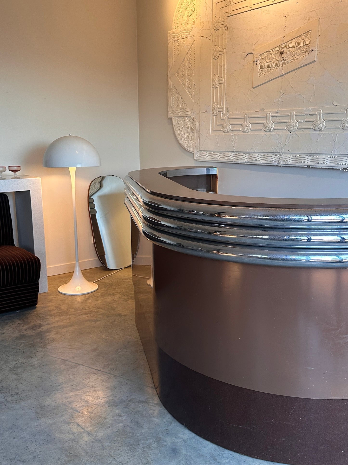 Vintage Custom Space Age Chrome Bar / Counter