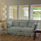 Blue Linen Ruffle Sofa