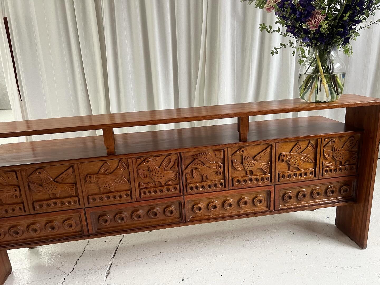 Vintage Carved Wooden Sideboard / Room Divider