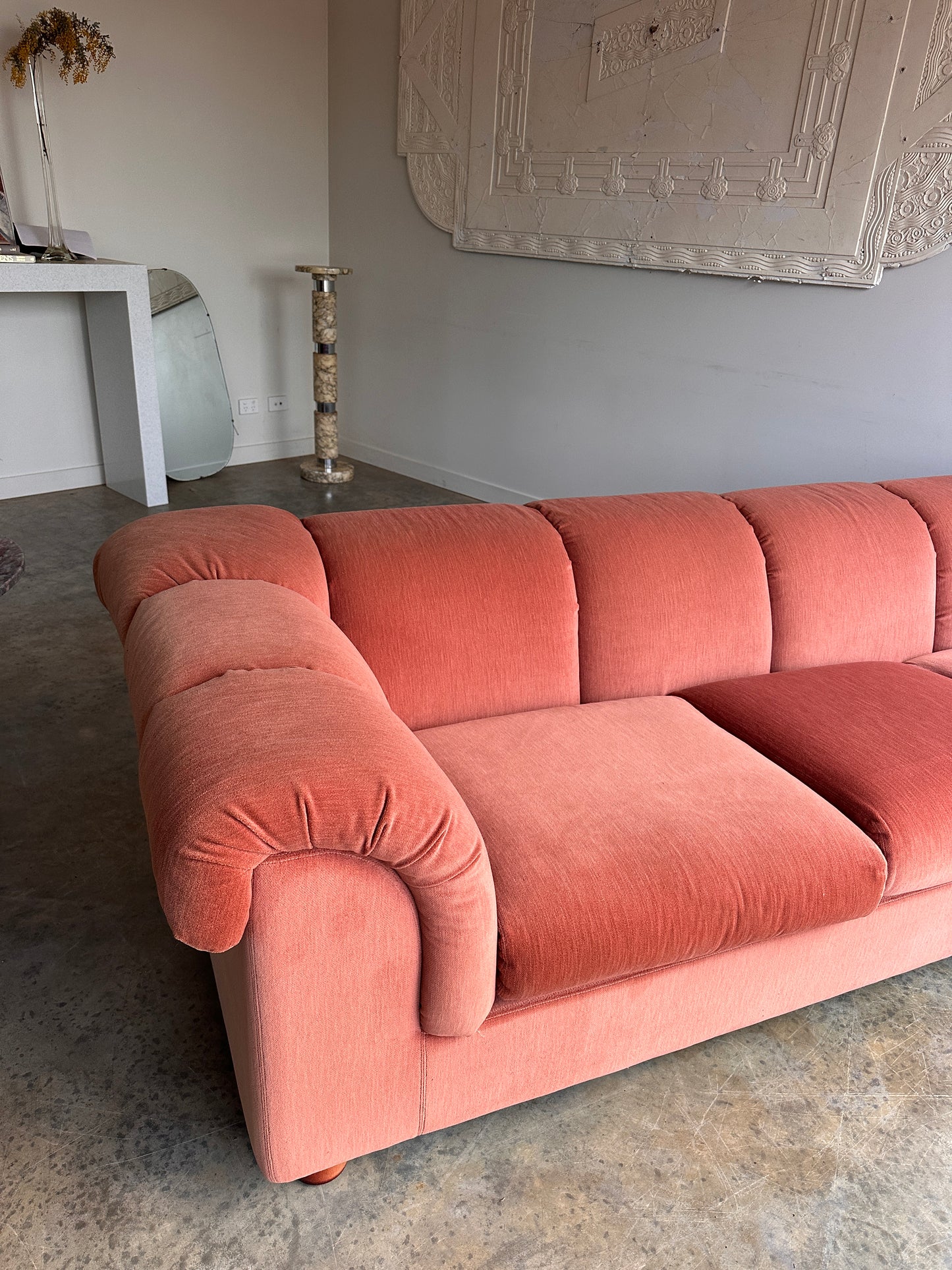 Vintage Dusty Pink Custom Made Sofas, 80's