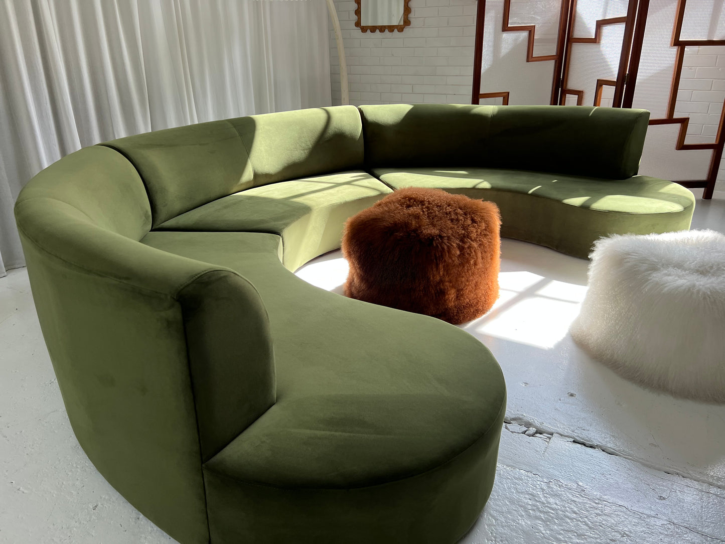 Bespoke Green Curved Modular Sofa