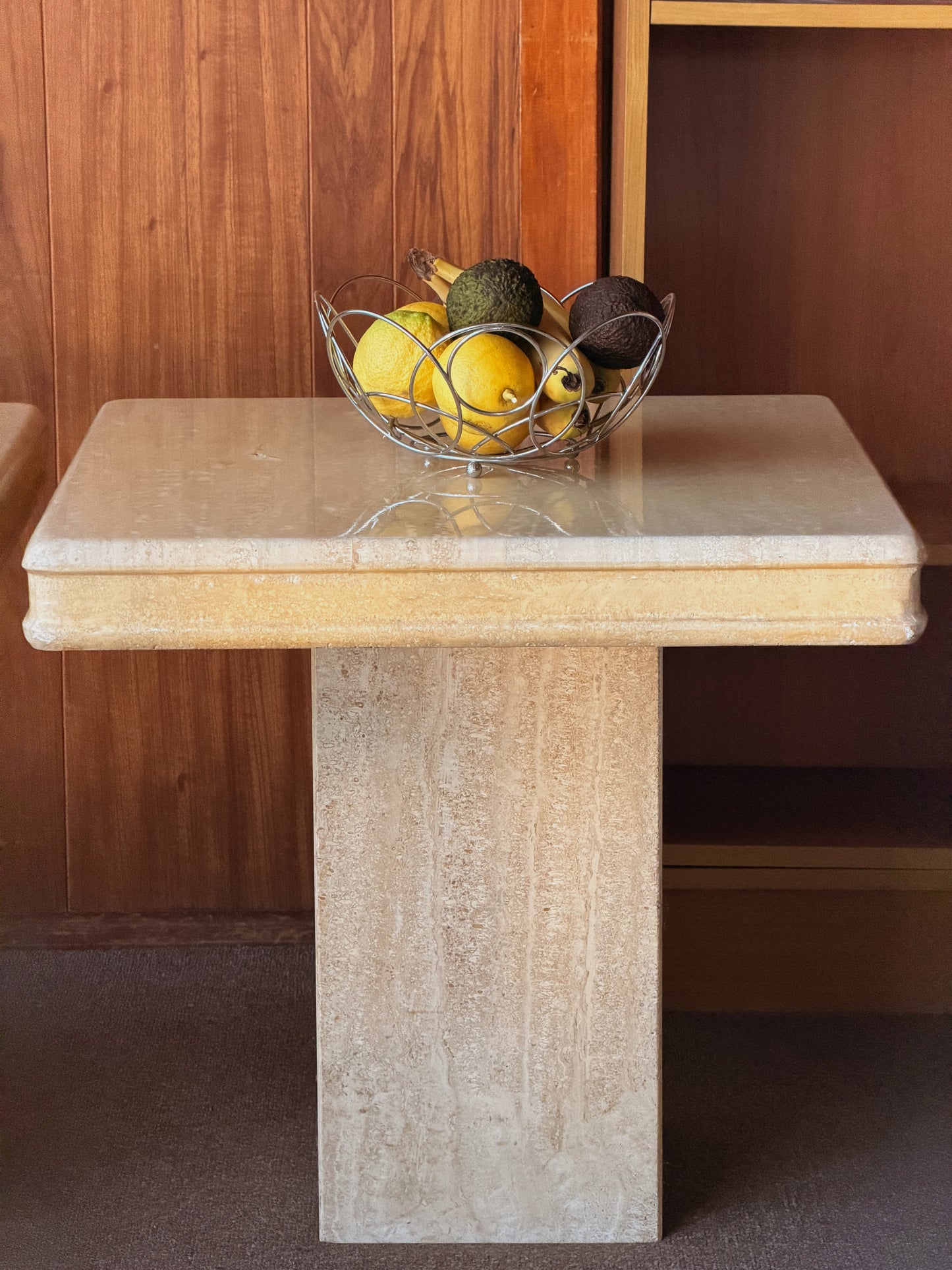 Pair of Vintage Italian Travertine Tables