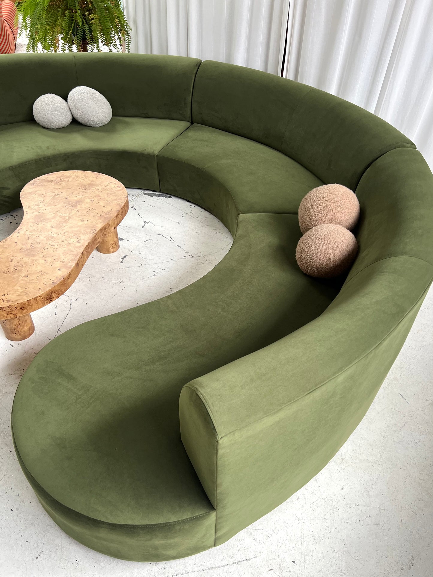 Bespoke Green Curved Modular Sofa