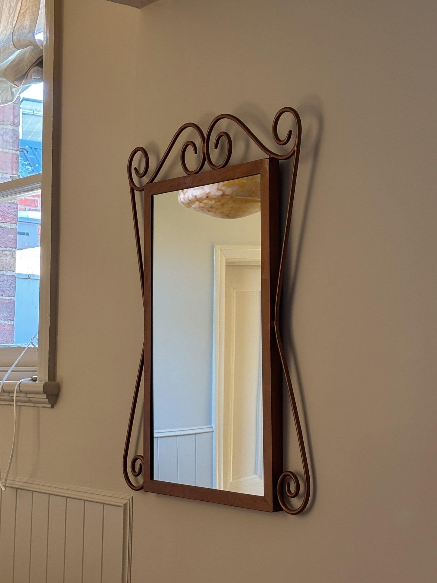 Large Vintage Wrought Iron Mirror