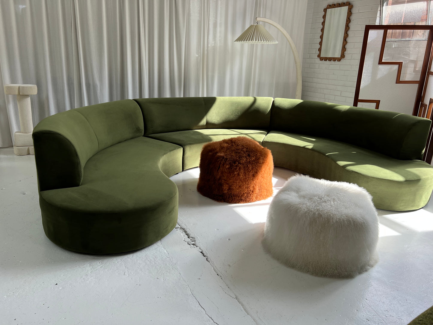 Bespoke Green Curved Modular Sofa