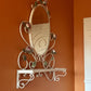 Vintage Tole Hand Painted Mirror with Shelf