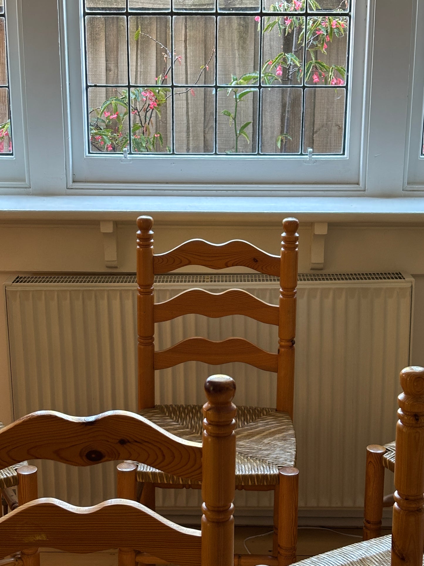 Set of Six Vintage Pine Dining Chairs