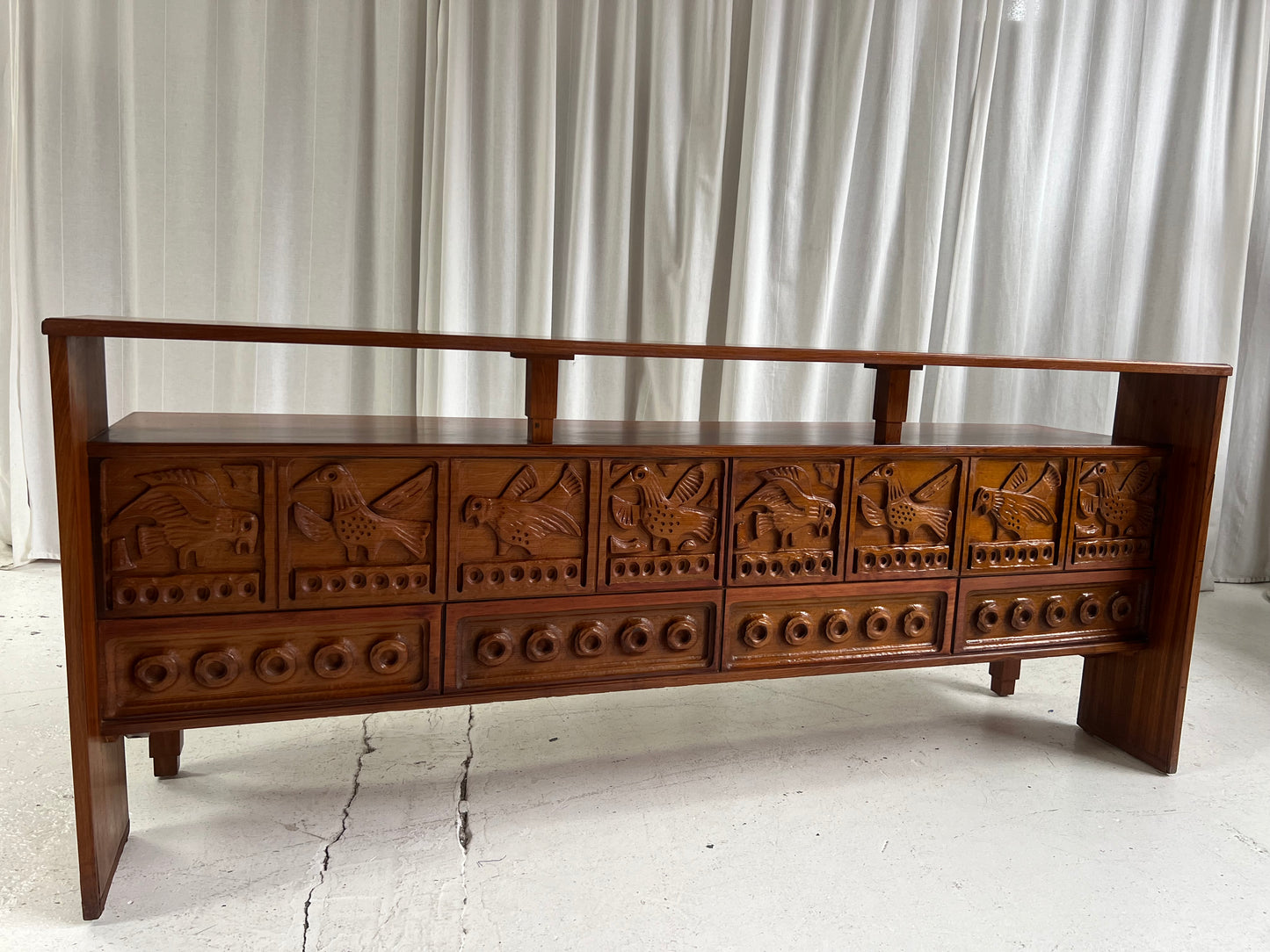 Vintage Carved Wooden Sideboard / Room Divider