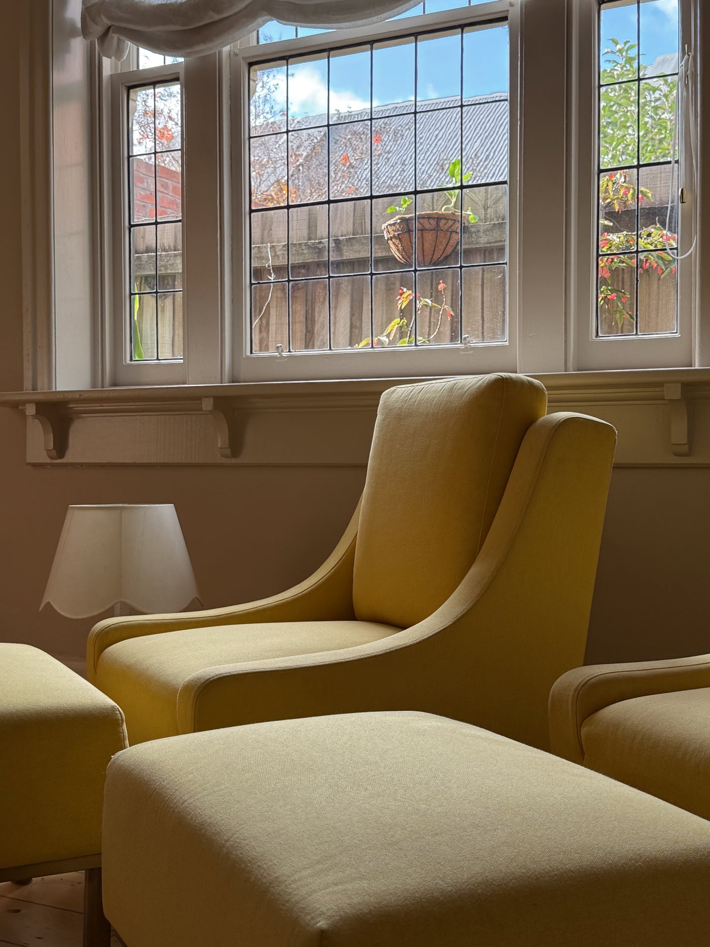 Pair of Lemon Lounge Chairs with Ottomans