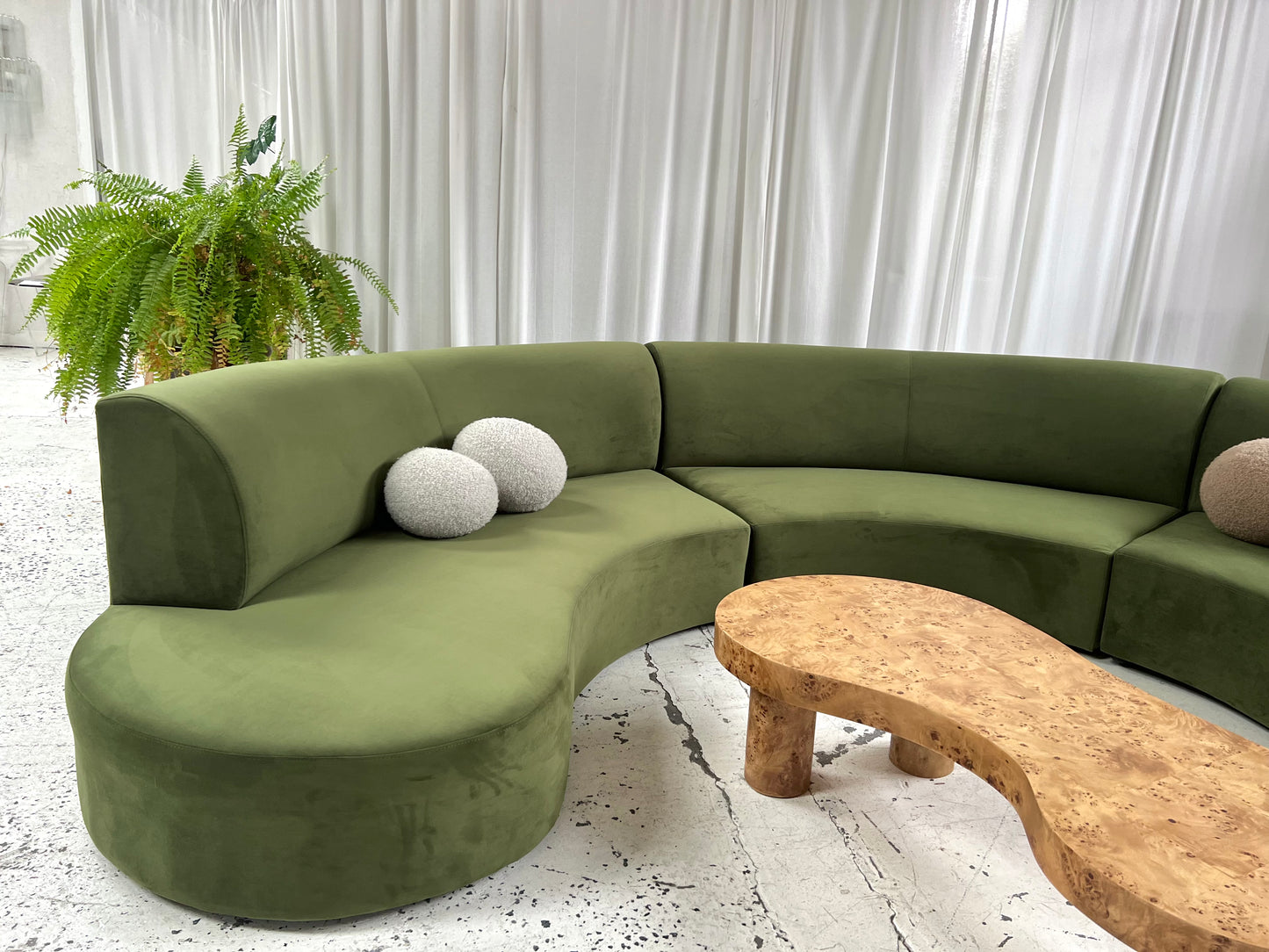 Bespoke Green Curved Modular Sofa