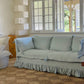Blue Linen Ruffle Sofa