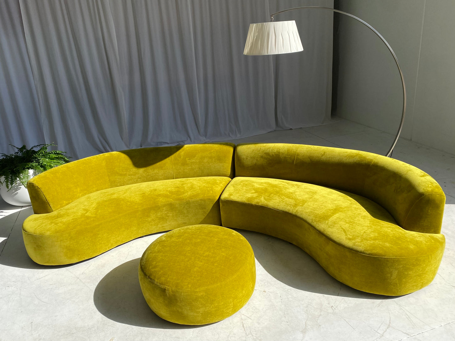 Large Bespoke Chartreuse Sofa with Ottoman