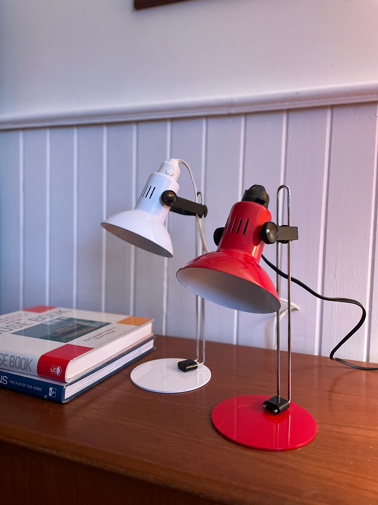 Vintage enamel desk lamps