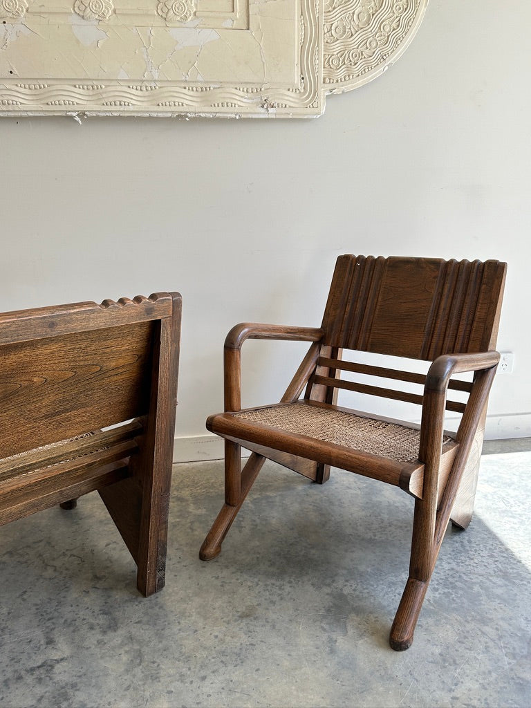 Vintage Burmese Teak and Rattan Easy Chair - Two Available