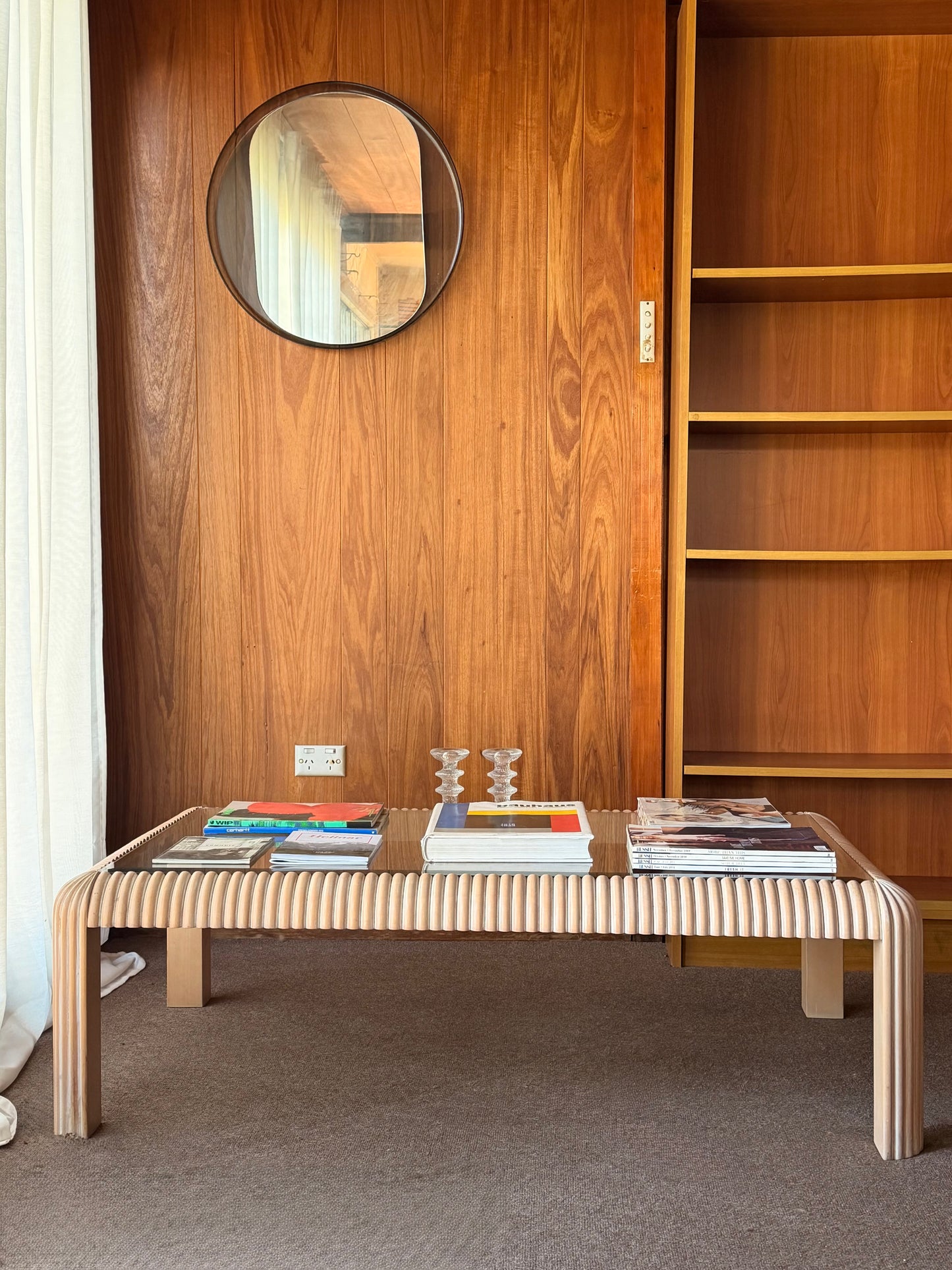 1970s Reed & Glass Coffee Table