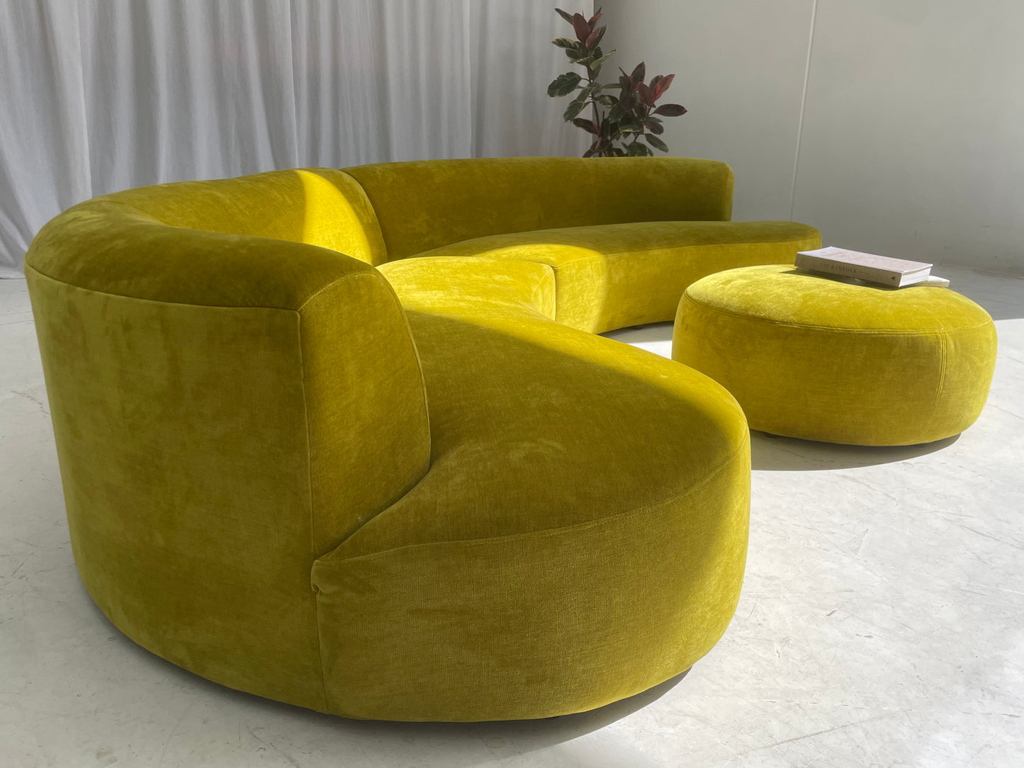 Large Bespoke Chartreuse Sofa with Ottoman