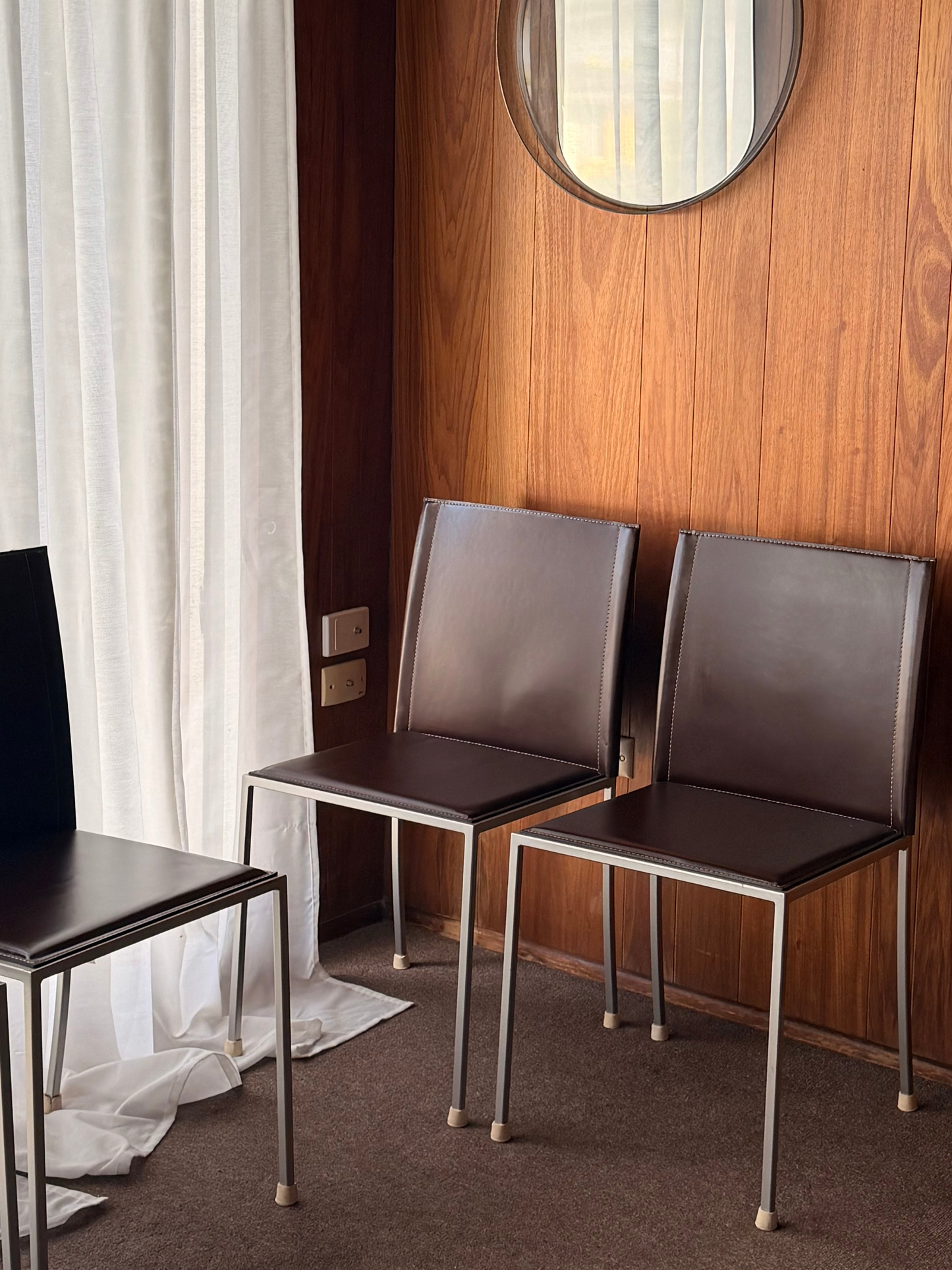 Authentic Calligaris Leather Dining Chairs — Made in Italy (Set of 5)