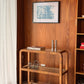 Vintage Glass and Wicker Console Table