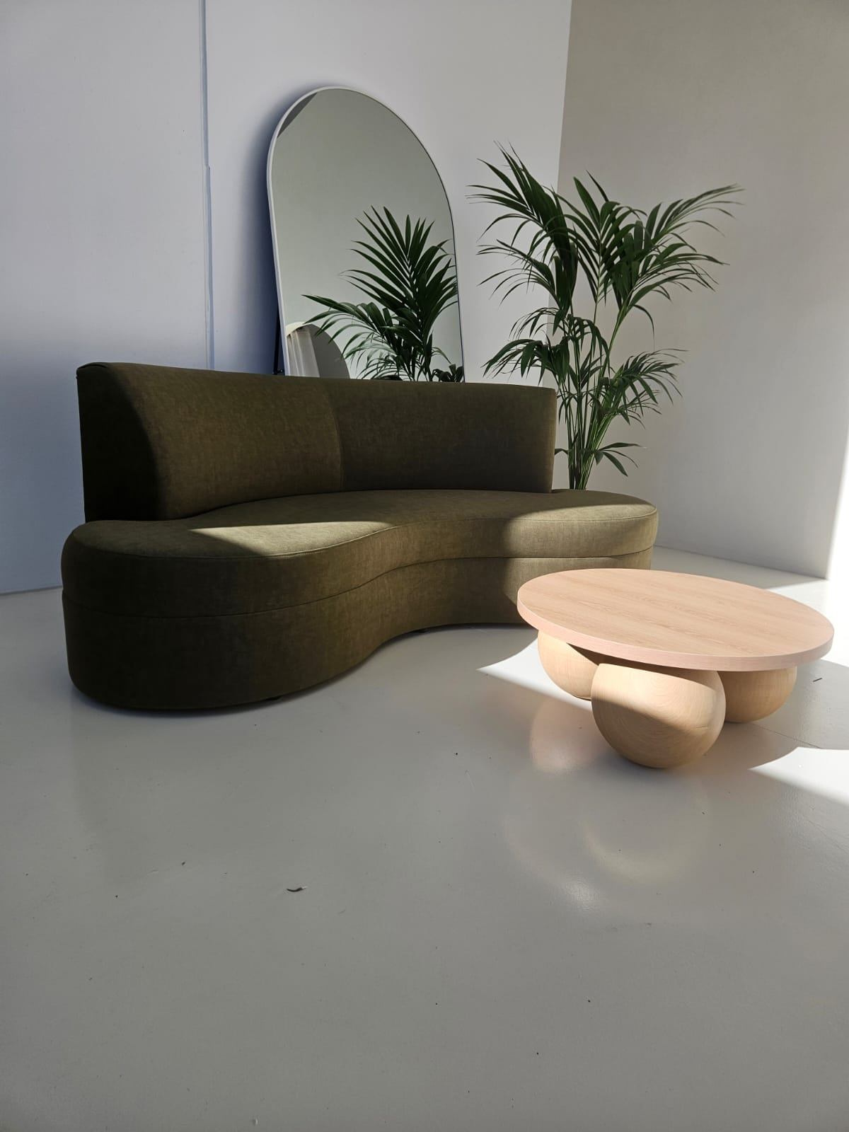 Green Velvet Curved Sofa