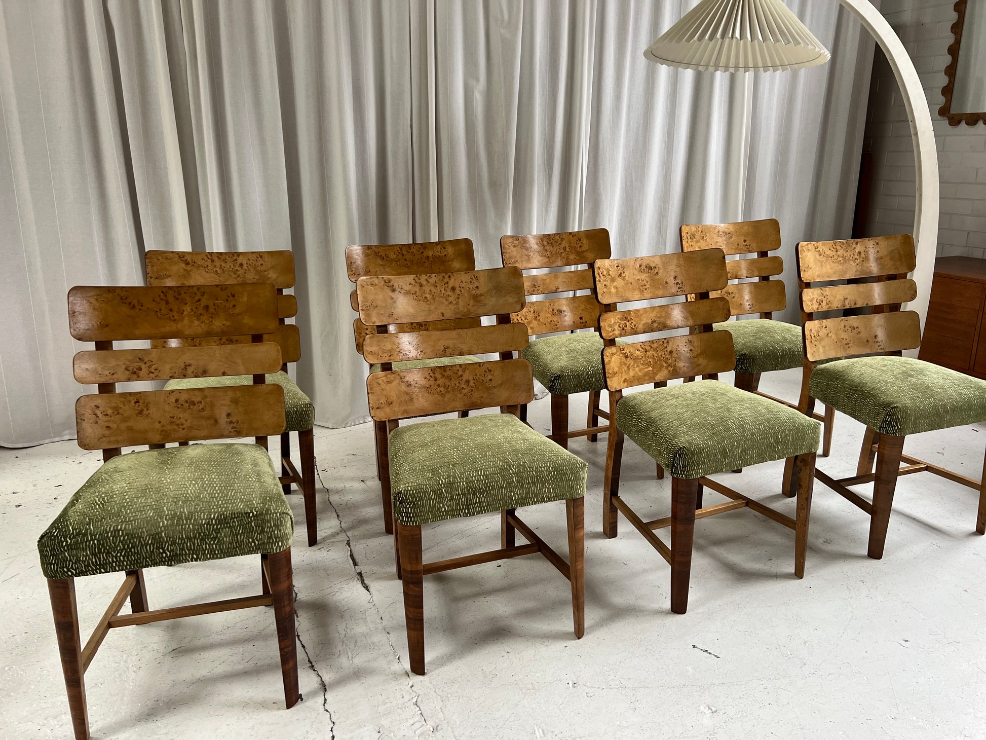 Restored Burl Chairs Set of Eight – Curated Spaces