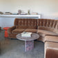 Vintage Tufted Caramel Velvet Curved Sofa