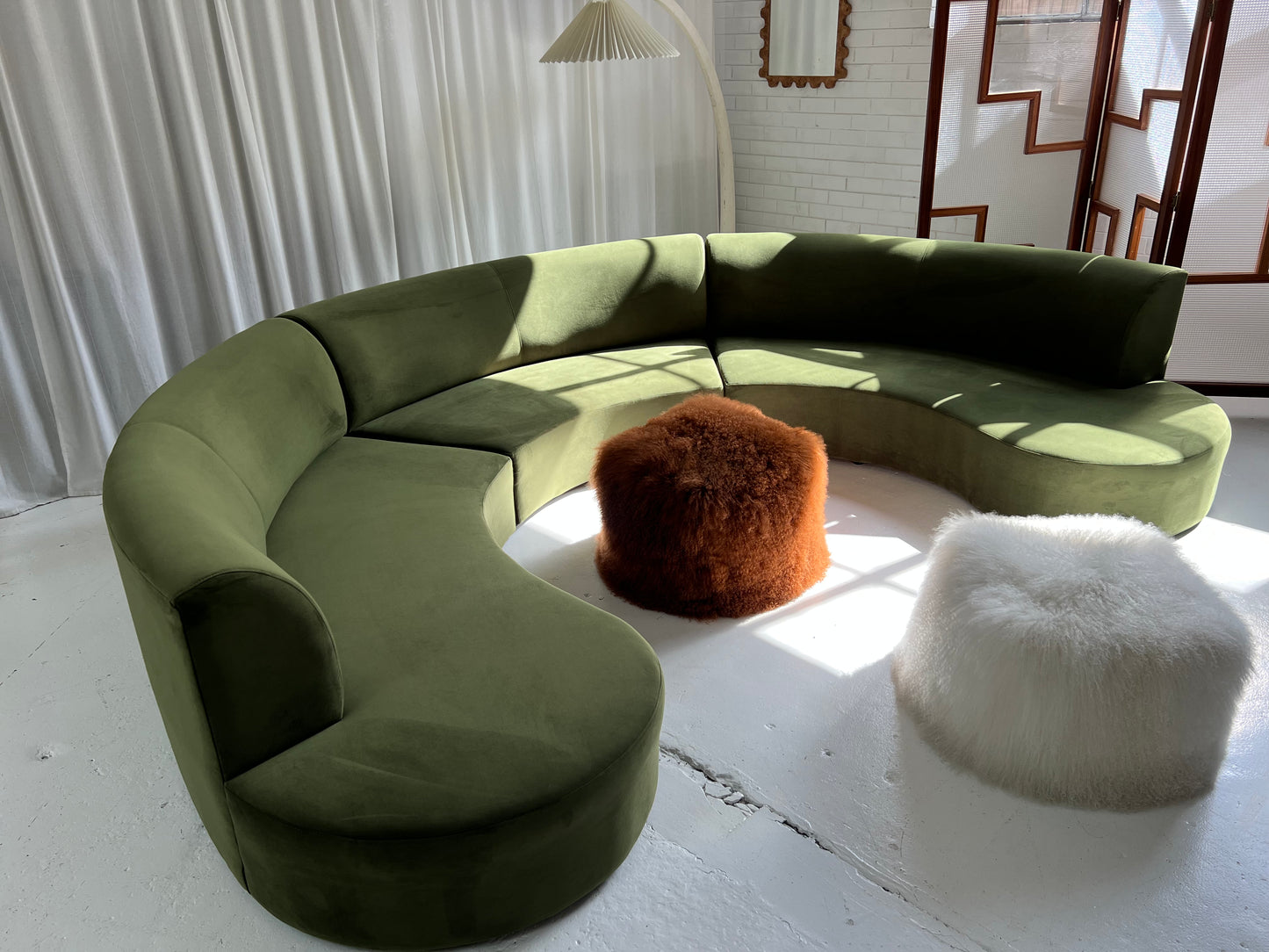 Bespoke Green Curved Modular Sofa