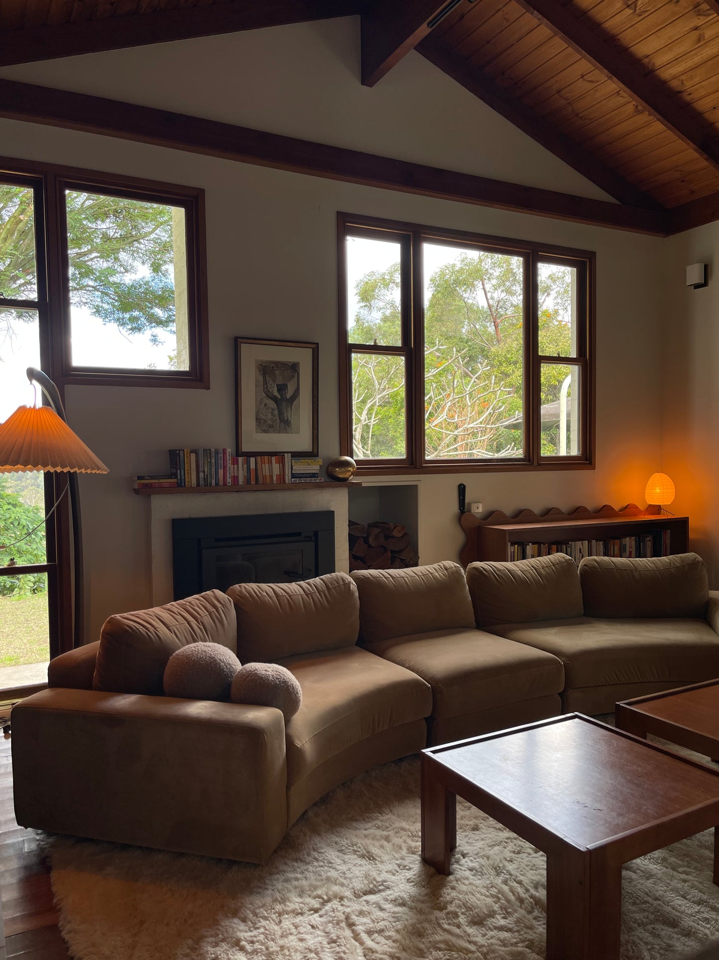On Hold - Large Modular Soft Camel Velvet Sofa