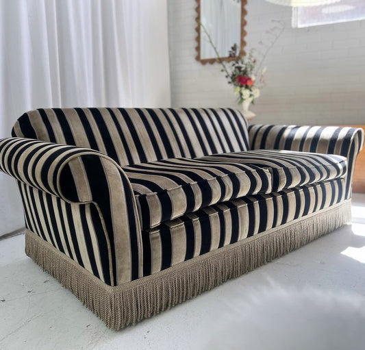 Vintage Stripe Velvet Sofa