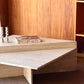Vintage Triangle Split Level Unfilled Travertine Coffee Table